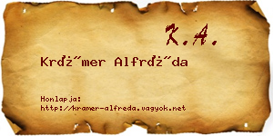 Krámer Alfréda névjegykártya